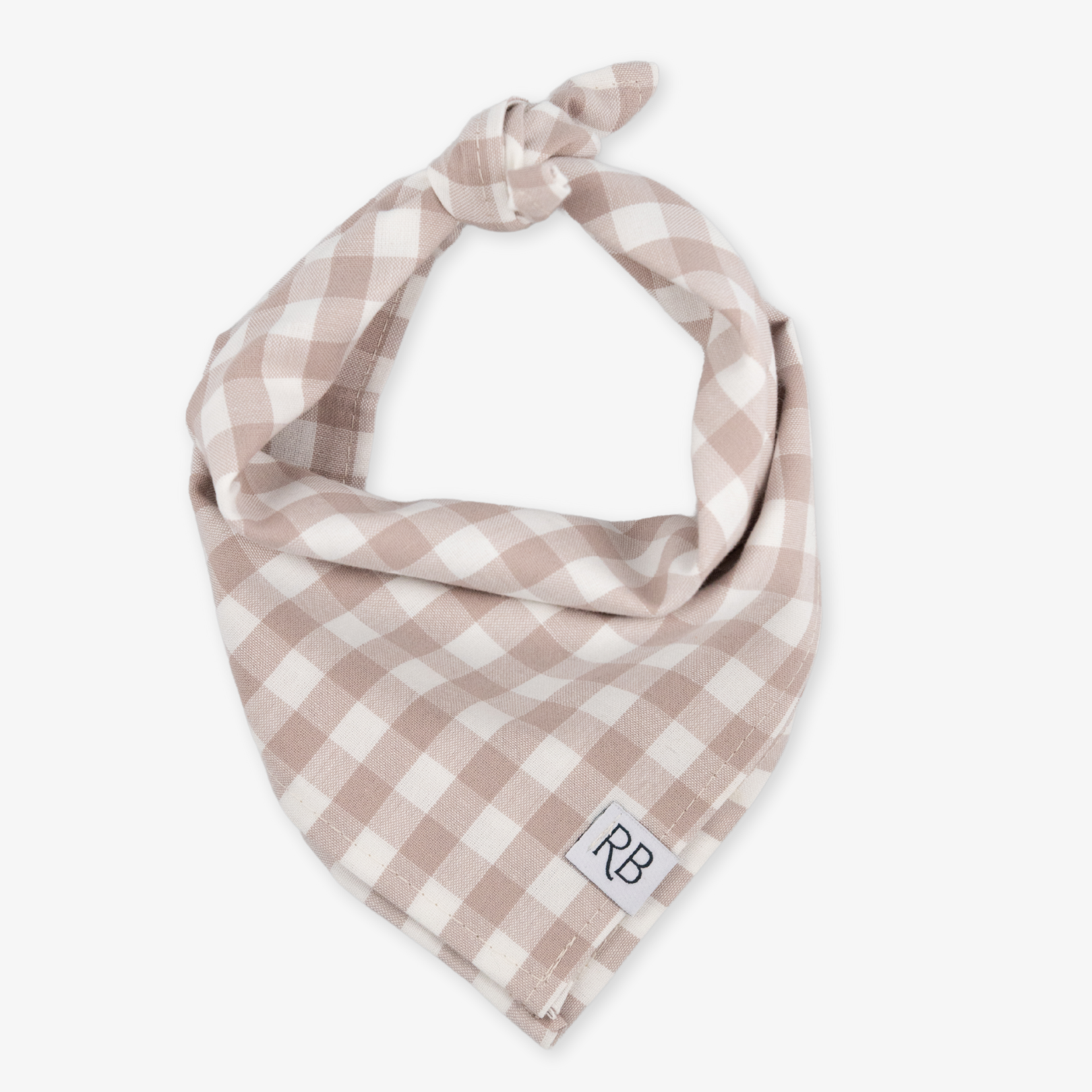 tan gingham dog bandana