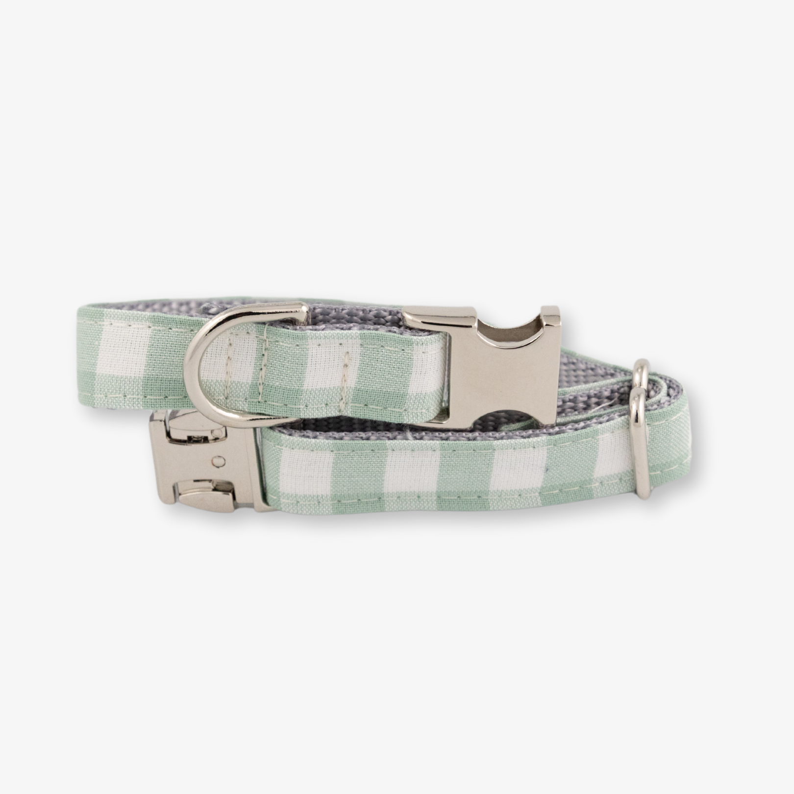 green gingham dog collar