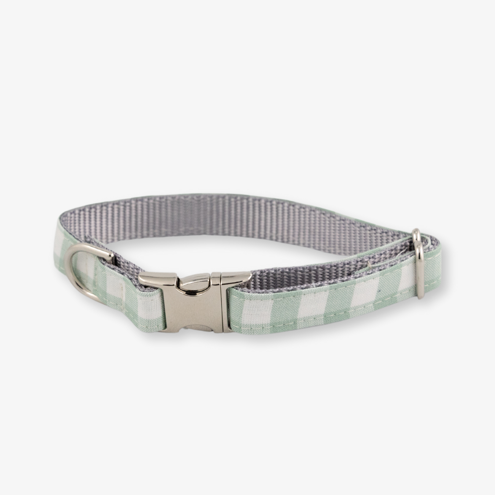 green gingham dog collar