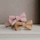 pink and tan corduroy dog collars with bos