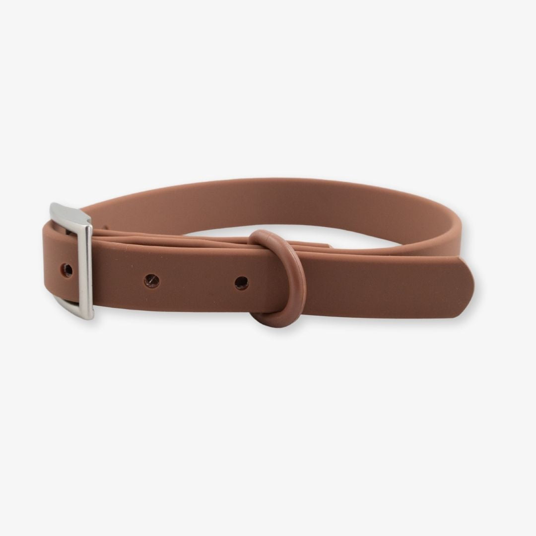 brown waterproof dog collar