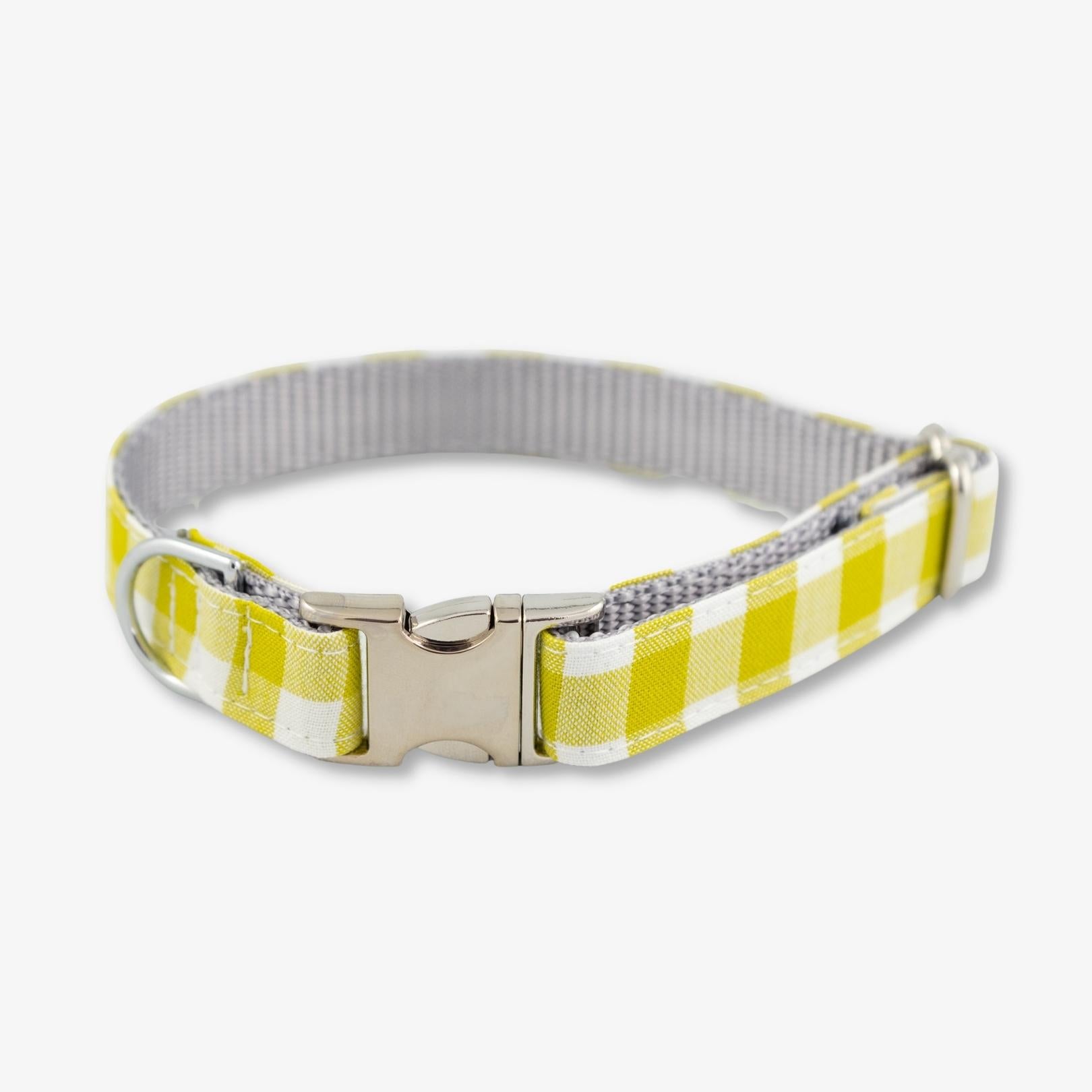 lime gingham dog collar