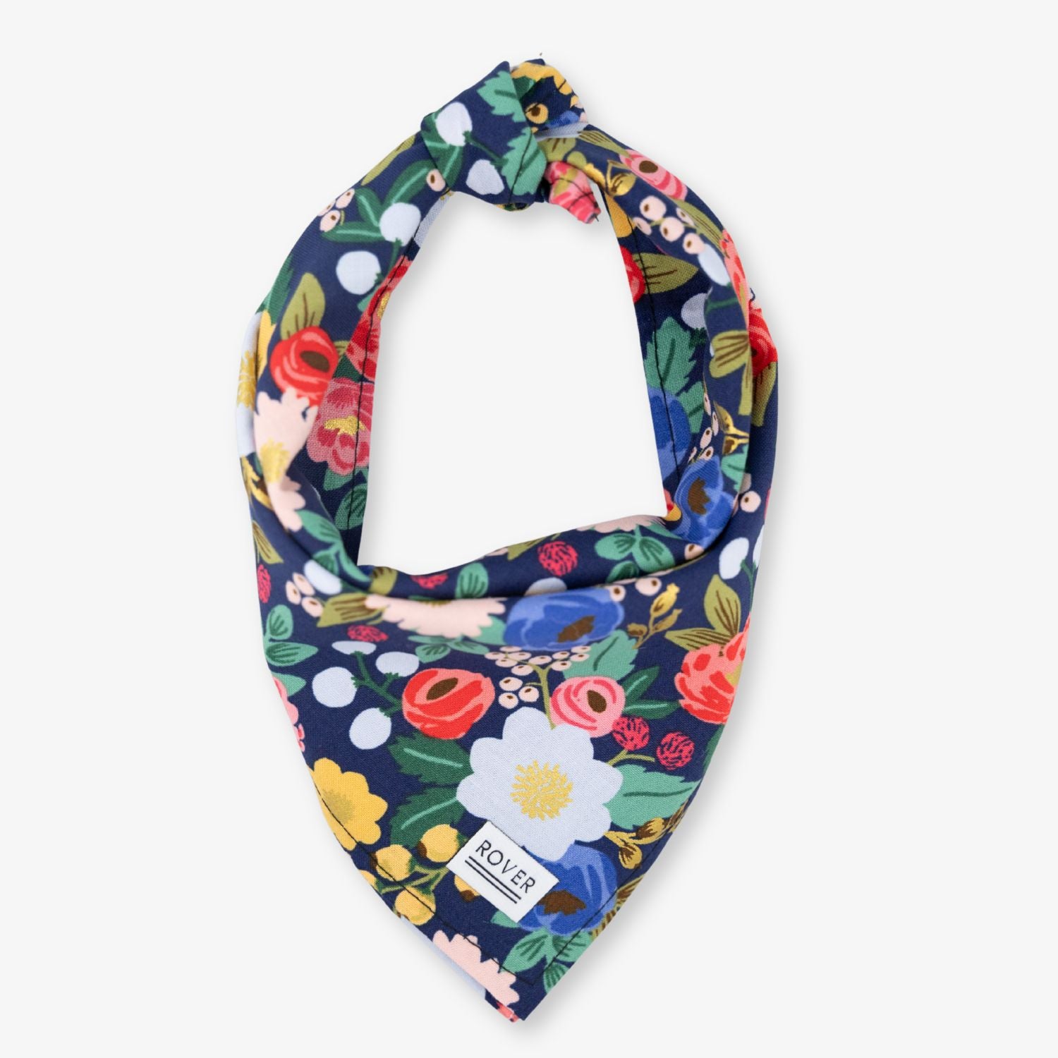 Floral bandana with colorful design on a white background