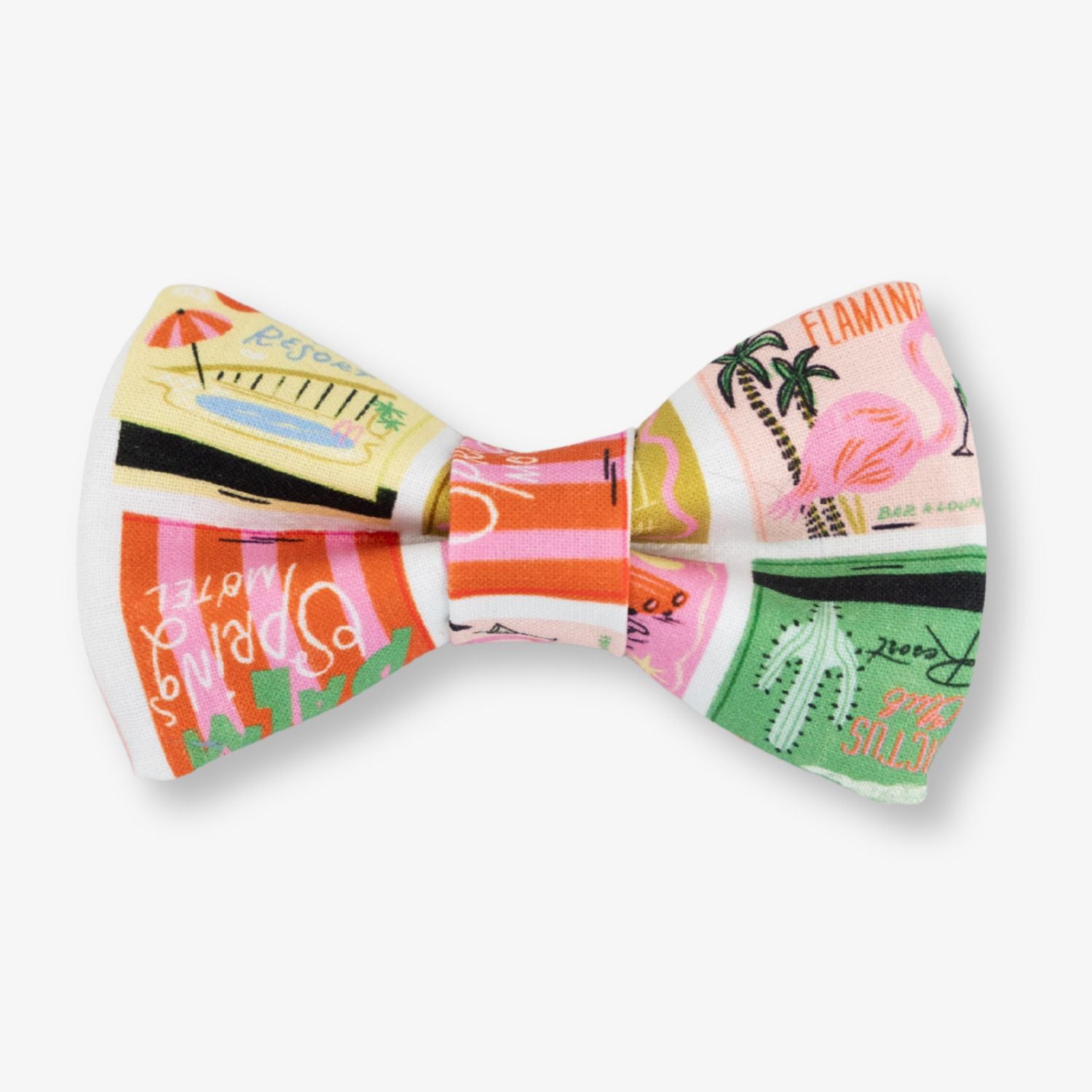 Colorful bow tie with tropical design on a white background