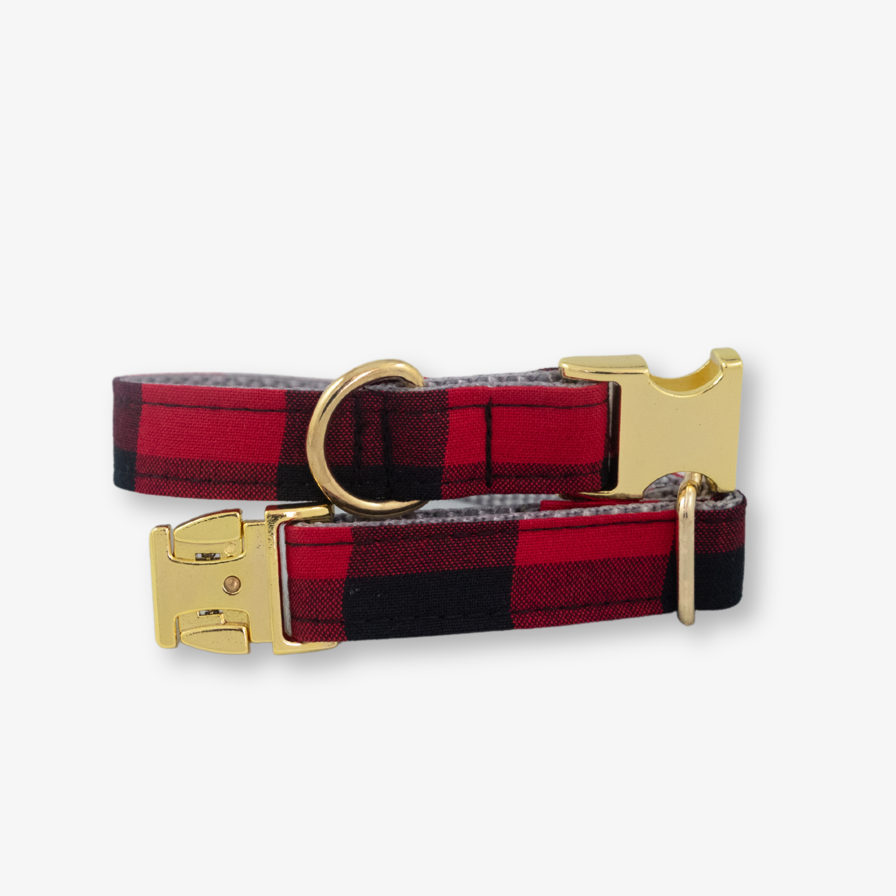 red and black check dog collar