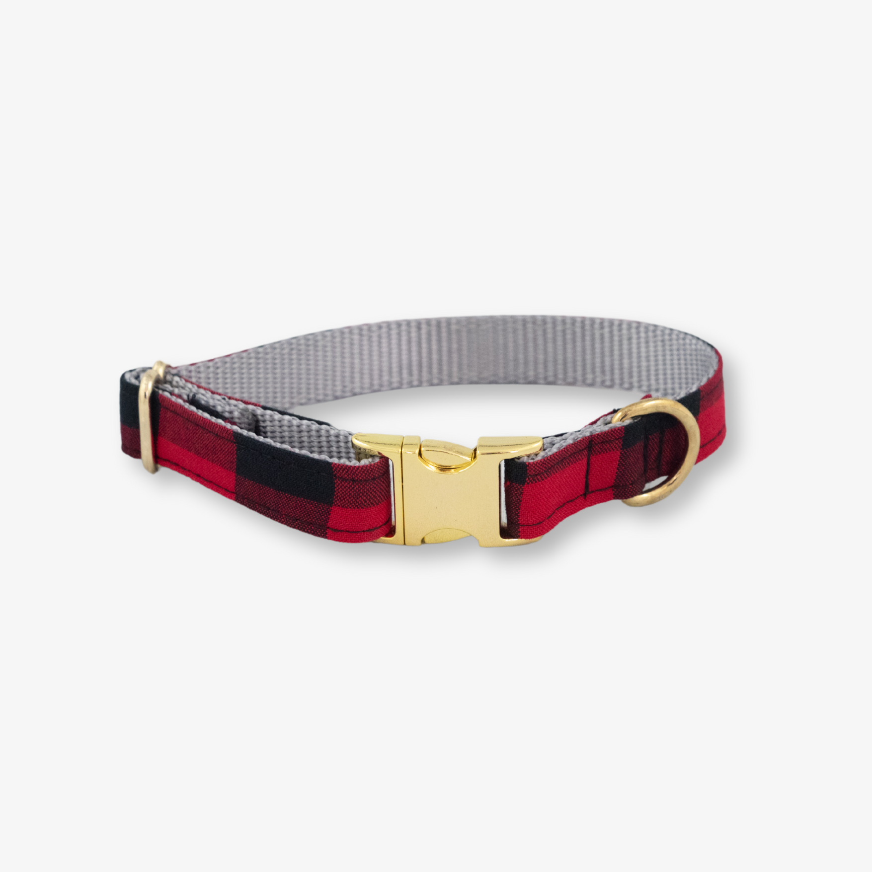 red and black check dog collar