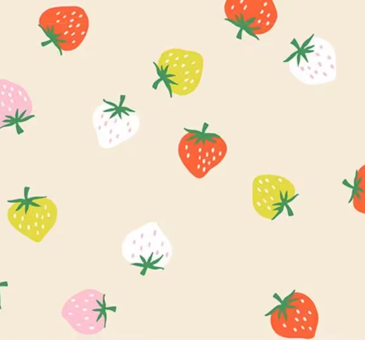 Pattern of colorful strawberries on a beige background