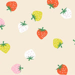 Pattern of colorful strawberries on a beige background