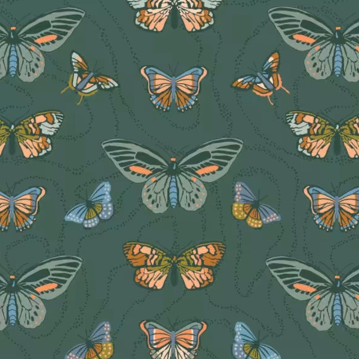 Butterfly pattern on a green background