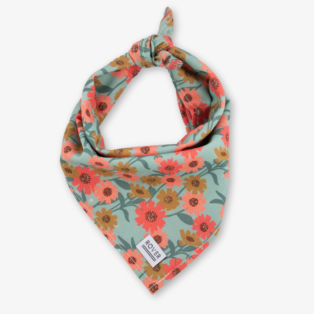 pink and green flower dog bandana