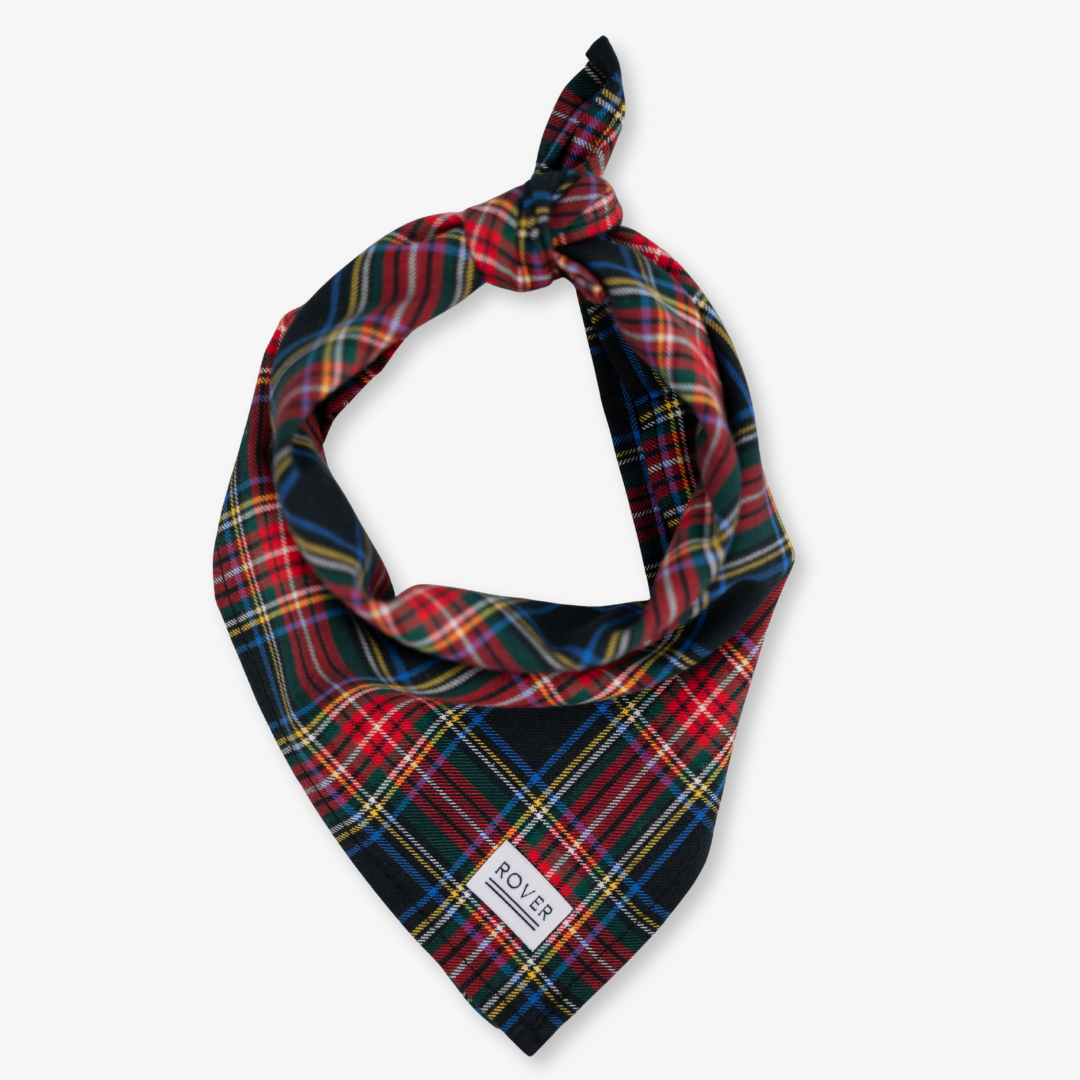 black tartan dog bandana