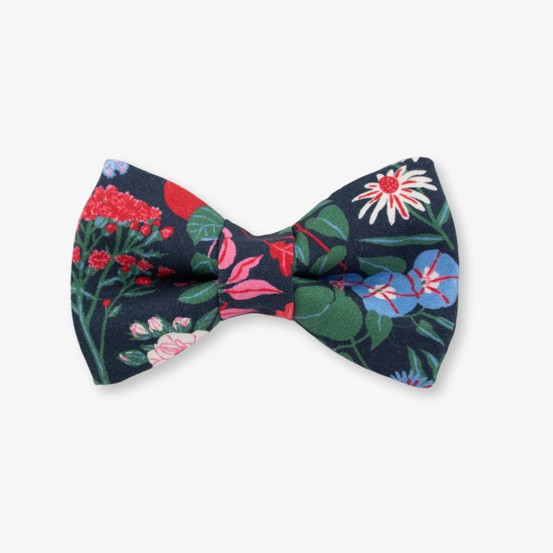 navy floral dog bow tie
