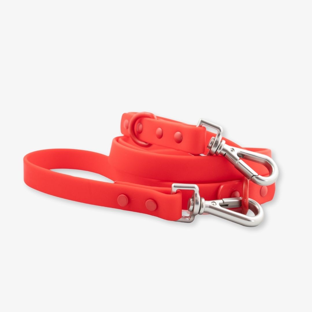 red waterproof dog leash