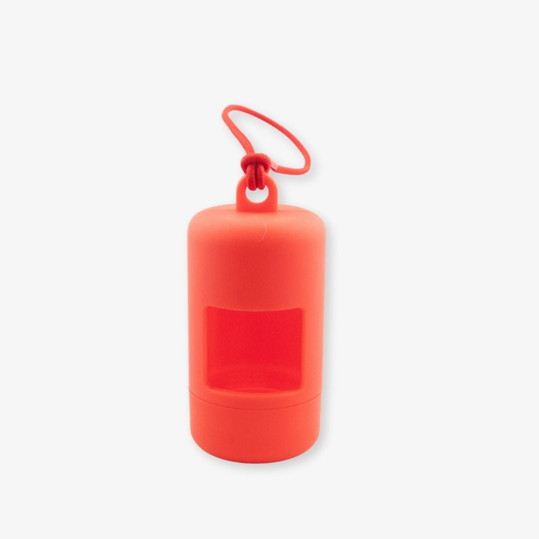 red poop bag holder