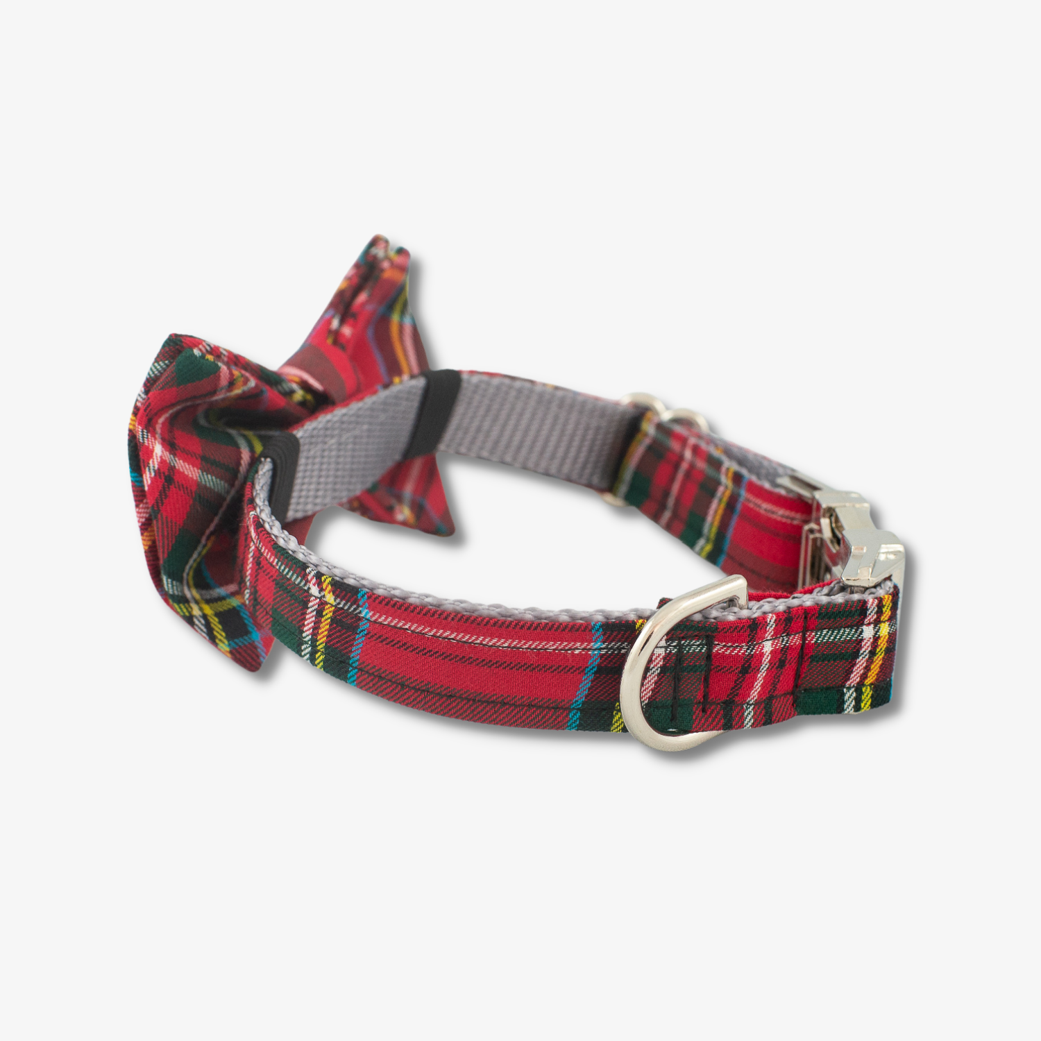 red tartan bow tie dog collar