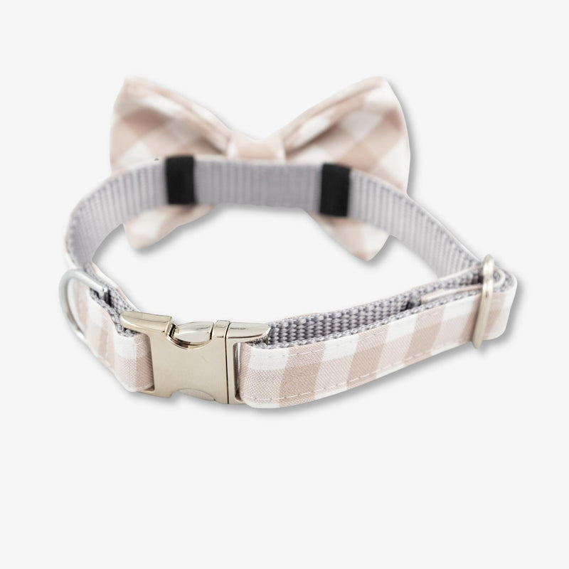 gingham bow tie dog collar