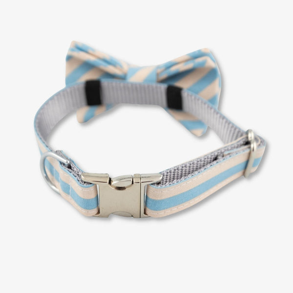 stripe bow tie dog collar