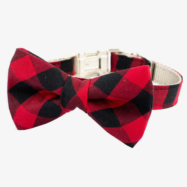 bow tie dog collar lumberjack plaid