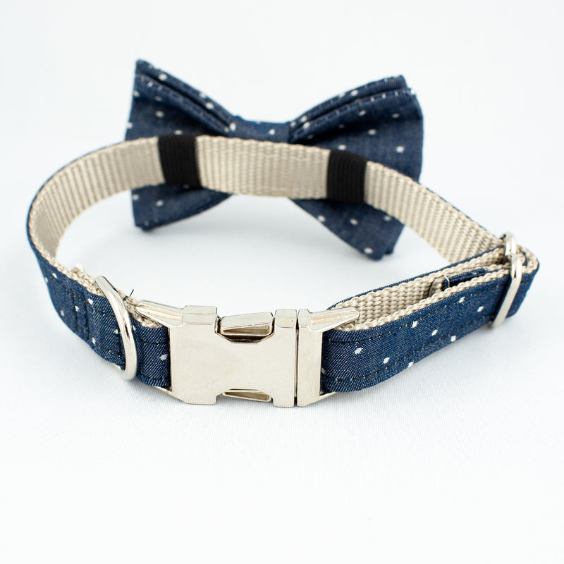 Bow Tie Dog Collar Denim