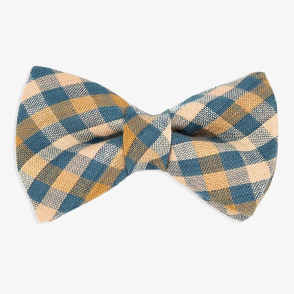 brown plaid dog bow tie