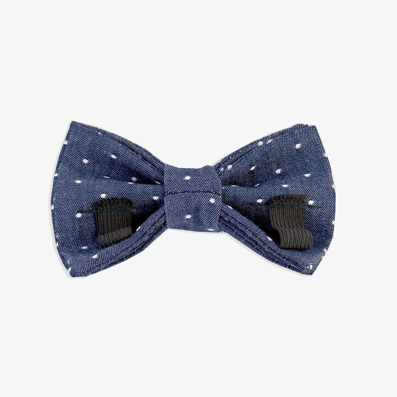 Dog Bow Tie Denim Dot