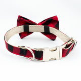 Bow Tie Dog Collar Buffalo Plaid