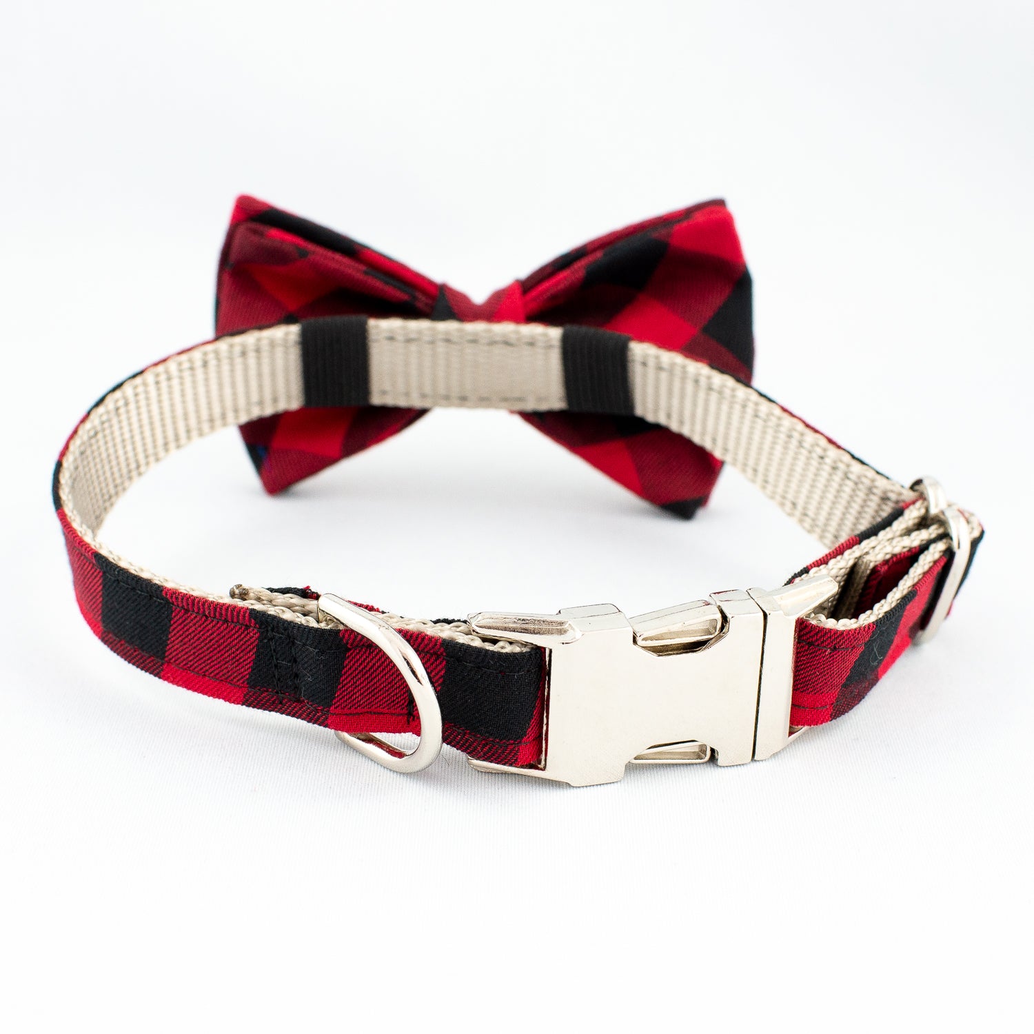 Bow Tie Dog Collar Buffalo Plaid
