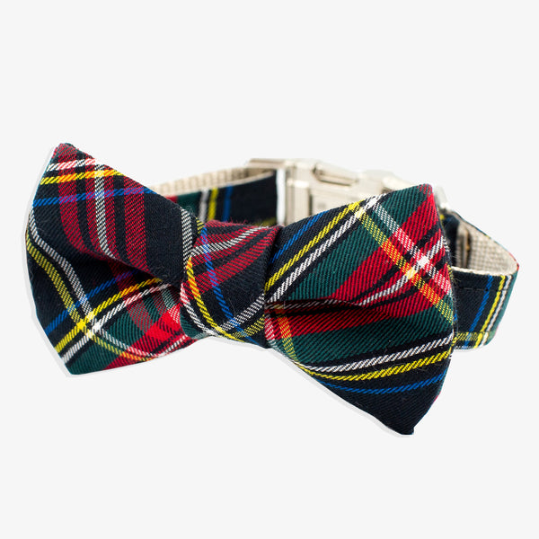 Bow Tie Dog Collar Black Tartan